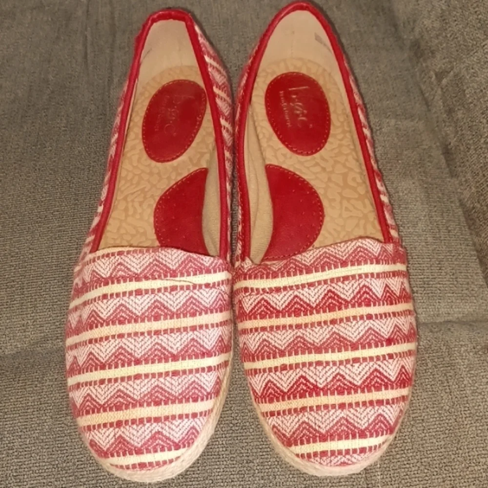 boc red geometric fabric espadrilles loafers 9